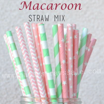 250pcs Macaroon Themed Paper Straws Mixed [themedstraws308]