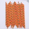 Halloween Zombie Bat Orange Paper Straws 500 pcs