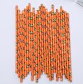 Halloween Zombie Bat Orange Paper Straws 500 pcs