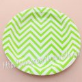 9" Round Paper Plates Green Chevron 60pcs