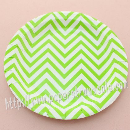 9" Round Paper Plates Green Chevron 60pcs [rpplates016]