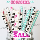 200pcs COWGIRL Pretty Themed Paper Straws Mixed