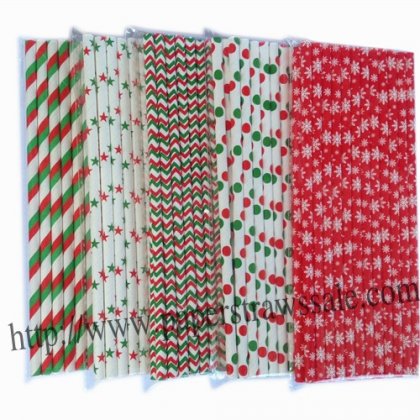 New Christmas Paper Straws 1500pcs Mixed 5 Design [mxpaperstraws001]