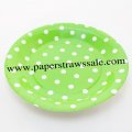 9" Green Round Paper Plates White Dot 60pcs 9" Green Round Paper Plates White Dot 60pcs