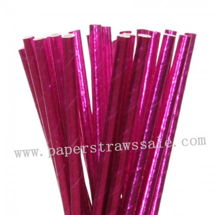 Plain Metallic Hot Pink Foil Paper Straws 500pcs [foilstraws020]