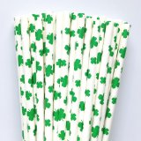 Green Four-leaf Clover Shamrock Paper Straws 500 Pcs