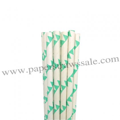 Aqua Bunting Print Paper Drinking Straws 500pcs [bpaperstraws005]
