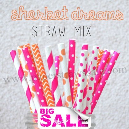 200pcs Sherbet Dreams Paper Straws Mixed