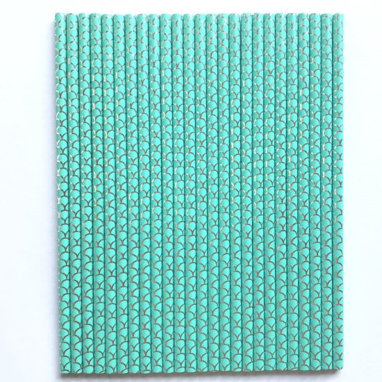 Mermaid Aqua Silver Foil Scale Paper Straws 500 pcs - Click Image to Close