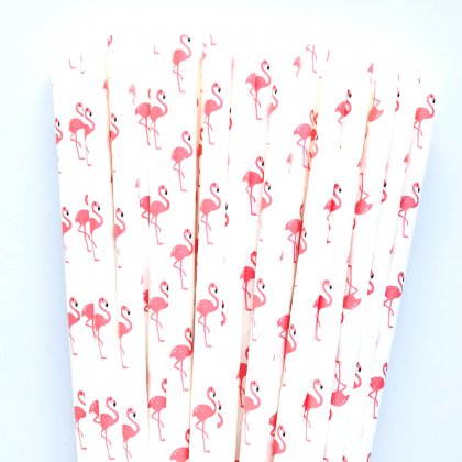Hawaiian Summer Hot Pink Flamingo Paper Straws 500 Pcs