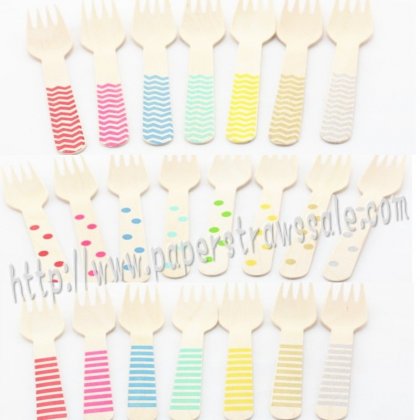 Wholesale Printed Wooden Fork 2200pcs Mixed 22 Colors [wforks000]