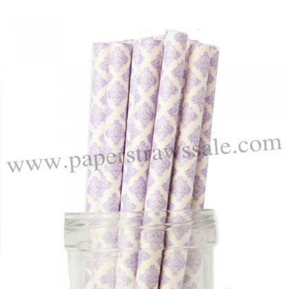 Lilac Damask Party Paper Straws 500pcs [dapaperstraws011]