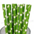 White Heart Green Drinking Paper Straws 500pcs White Heart Green Drinking Paper Straws 500pcs