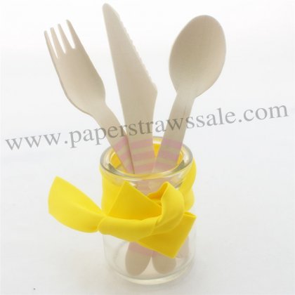 Pink Stripe Printed Wooden Cutlery Set 150pcs [cutlery009]