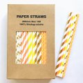 100 Pcs/Box Mixed Orange Yellow Gold Thankful Paper Straws