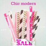 200pcs CHIC MODERN Themed Paper Straws Mixed