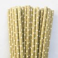 White Swiss Dot Gold Paper Straws 500 Pcs White Swiss Dot Gold Paper Straws 500 Pcs