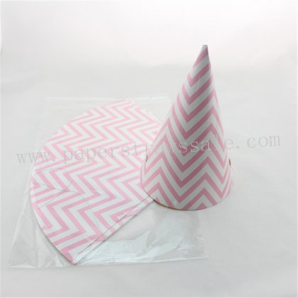 48pcs Pink Chevron Paper Party Hats