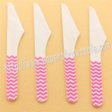 Wooden Knives with Hot Pink Chevron Print 100pcs