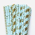 100 Pcs/Box Mixed Metallic Gold Foil Light Blue Paper Straws