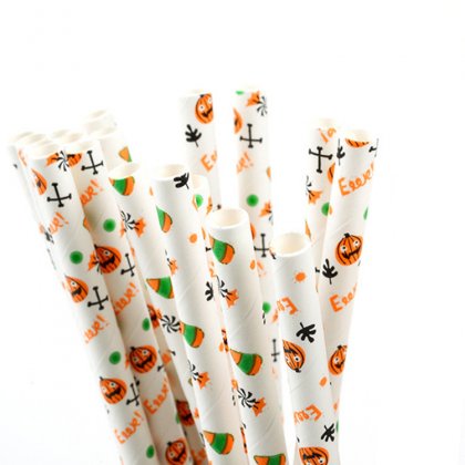 Halloween Cross Pumpkin Letter Hat Paper Straws 500 pcs