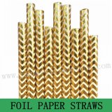 Metallic Gold Foil Chevron Paper Straws 500pcs