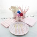 193 pieces/lot Party Dinnerware Set Pink Zig Zag