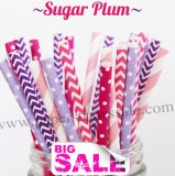 250pcs SUGAR PLUM Themed Paper Straws Mixed