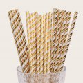 Metallic Double Gold Foil Striped Paper Straws 500 pcs Metallic Double Gold Foil Striped Paper Straws 500 pcs