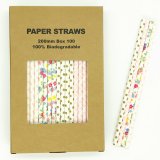 100 Pcs/Box Mixed Pink Gold Flower Garden Party Paper Straws