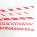 125 Pcs Mixed 5 Styles Red Party Paper Drinking Straws