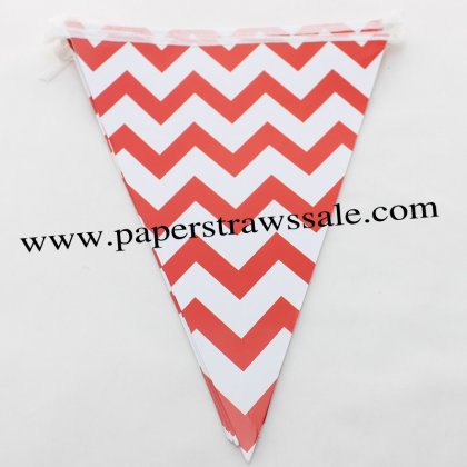 Red Chevron Party Triangle Bunting Flags 20 Strings [paperflags004]