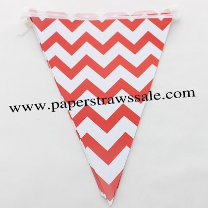 Red Chevron Party Triangle Bunting Flags 20 Strings