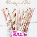 300pcs VINTAGE CHIC Paper Straws Mixed