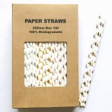 100 Pcs/Box Mixed Metallic Foil Horse Pony Paper Straws