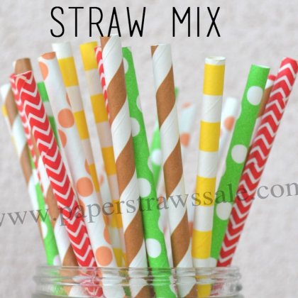 250pcs Harvest Table Thanksgiving Paper Straws Mixed [themedstraws028]