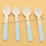 Light Blue Zig Zag Wooden Spoons 100pcs