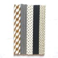 100 Pcs/Box Mixed Black Gold Happy New Year Paper Straws