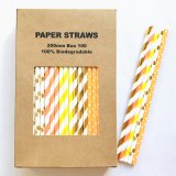 100 Pcs/Box Mixed Orange Yellow Gold Thankful Paper Straws