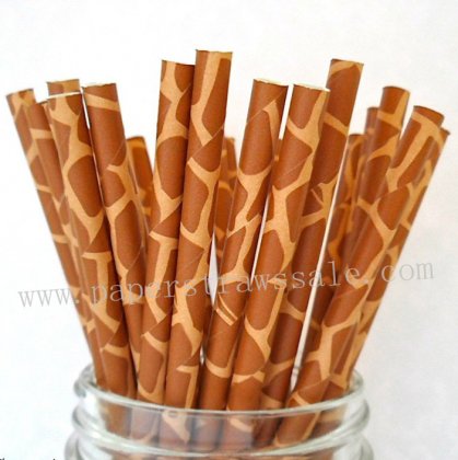 Giraffe Print Paper Straws 500pcs [animalstraws003]