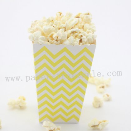 Yellow Chevron Paper Popcorn Boxes 36pcs [popcornboxes016]