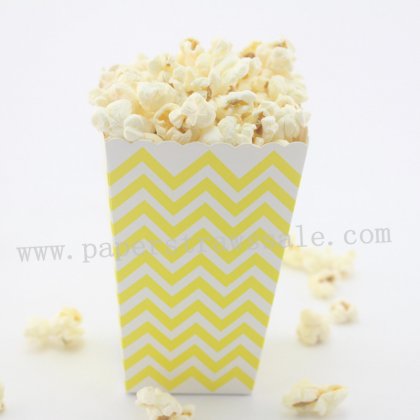 Yellow Chevron Paper Popcorn Boxes 36pcs