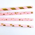 100 Pcs/Box Mixed Metallic Gold Foil Light Pink Paper Straws