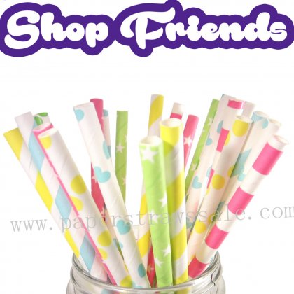 175pcs Shop Friends Party Paper Straws Mixed [themedstraws341]