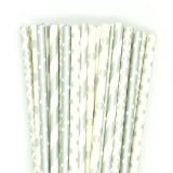 125 Pcs Mixed 5 Styles Silver Party Paper Straws