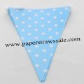 Blue Polka Dot Paper Bunting Flags 20 Strings