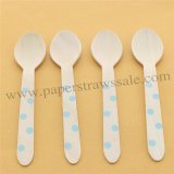 Light Blue Polka Dot Wooden Spoons 100pcs