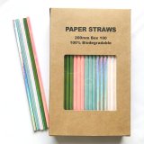 100 Pcs/Box Mixed Metallic Foil Iridescent Paper Straws