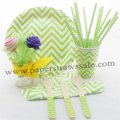 168 pieces/lot Green Chevron Party Tableware Set