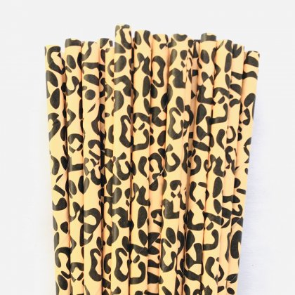Cheetah Black Bright Brown Animal Paper Straws 500 pcs